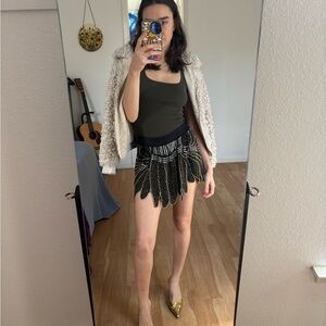 Free People Black and Gold sequin Mini Skirt